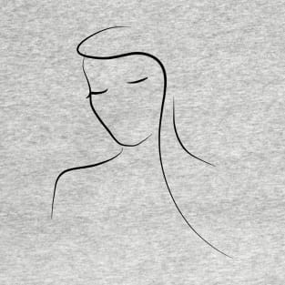 Woman Line Art Portrait - Minimal Mary T-Shirt